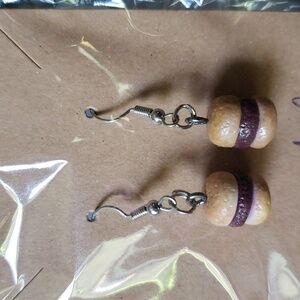 Handmade Hamburger dangle earrings